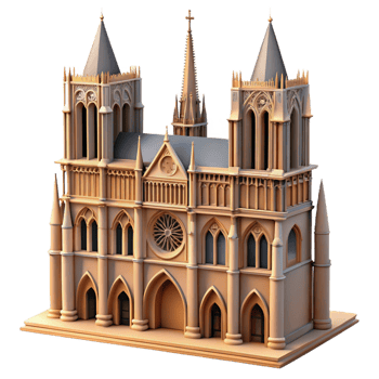 Realistic Notre Dame Cathedral icon for cultural designs png