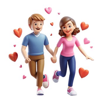 Vibrant couple illustration for love-themed decor. png