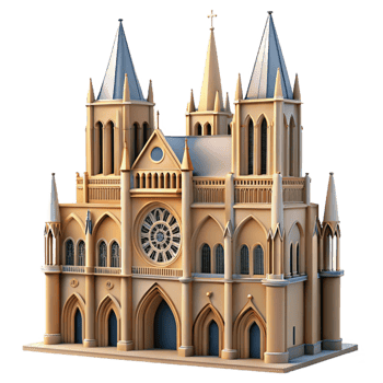 3D depiction of Notre Dame Cathedral with intricate details png