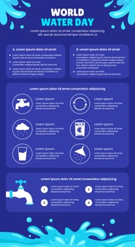 Hand Drawn World Water Day Illustration in Flat Cartoon Style Infographic vector