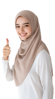 Stylish and modern hijab fashion with a friendly expression png