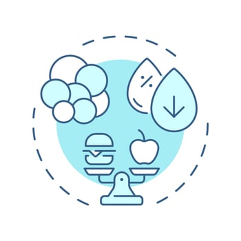 Cholesterol soft blue concept icon. Meal control, food weight. Molecules, biochemistry. Round shape line illustration. Abstract idea. Graphic design. Easy to use in infographic, presentation vector