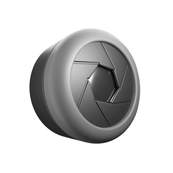 a 3d rendered camera lens for photography png