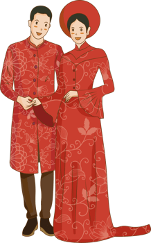 Vietnamese traditional wedding cartoon illustration png