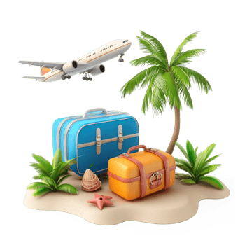 3D Travel tourism and vacations concept isolate on transparent background png