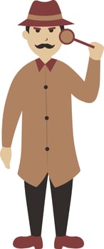 Detective Character with Cartoon Design vector