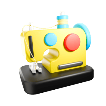 3d render illustration of sewing machine png