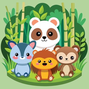 Panda design illustration Panda and bamboo logo design panda with bamboo tree illustration vector