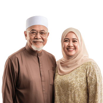 Senior couple celebrating Eid mubarak isolate on transparent background png