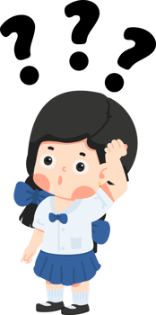 Kid girl student is thinking with question school png