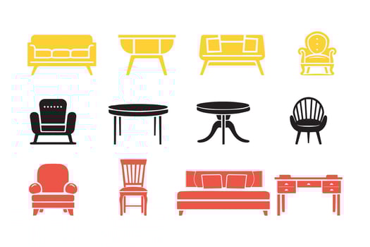 Furniture Logo Icon Pack Bundle silhouette Illustration artwork vector
