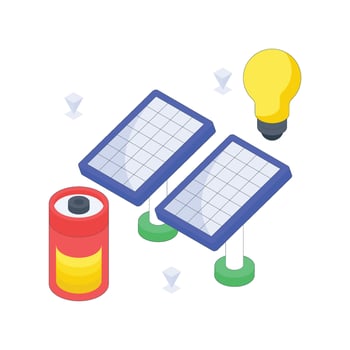 Solar Panels isometric Colored illustration vector