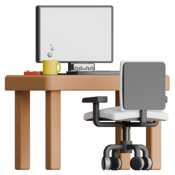 3D Rendering Modern Workspace with Computer and Chair for Interior Design png
