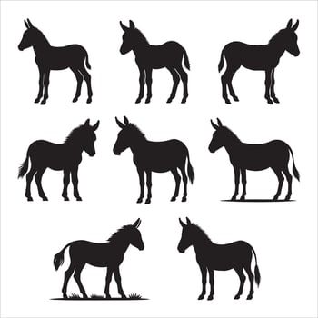 Minimalist Donkey Silhouette Design Collection vector