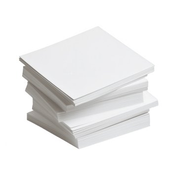 A neat stack of blank white papers ready for printing and documentation purposes. png