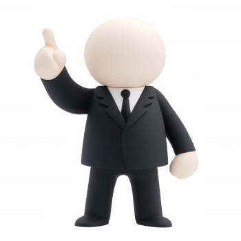 A simple cartoon character in a suit, giving a thumbs up gesture to express approval. png