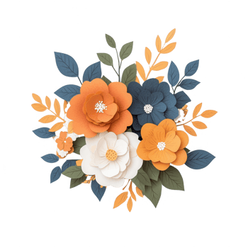 Colorful paper flowers in a decorative arrangement for creative projects. png
