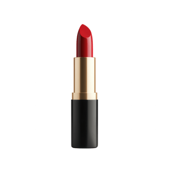 Elegant red lipstick in sleek casing, perfect for beauty and fashion applications. png