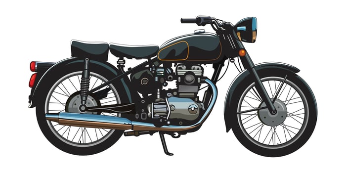 Vintage motorbike 1980's illustration, isolated on white background. vector
