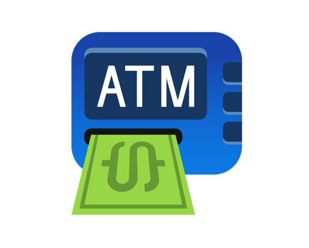 Blue ATM button square icon, represent Automated Teller Machine png
