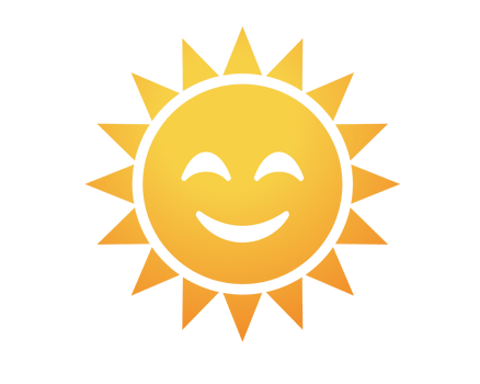Gradient orange sun icon with smiling face png