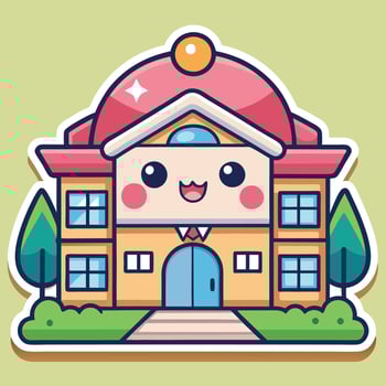 sticker of a cute school building vector