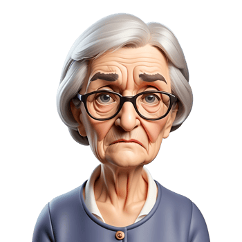 emoji sad grandmother, on isolated background png