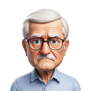 Emoji sad grandfather, on white background png