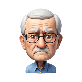 Emoji sad grandfather, on isolated background png