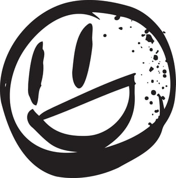 Smile graffiti spray. Airbrush sketch sticker. Black ink drop face vector
