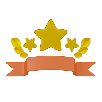 3D render, Three Star Ribbon for Awards and Recognition, Icon Illustration png