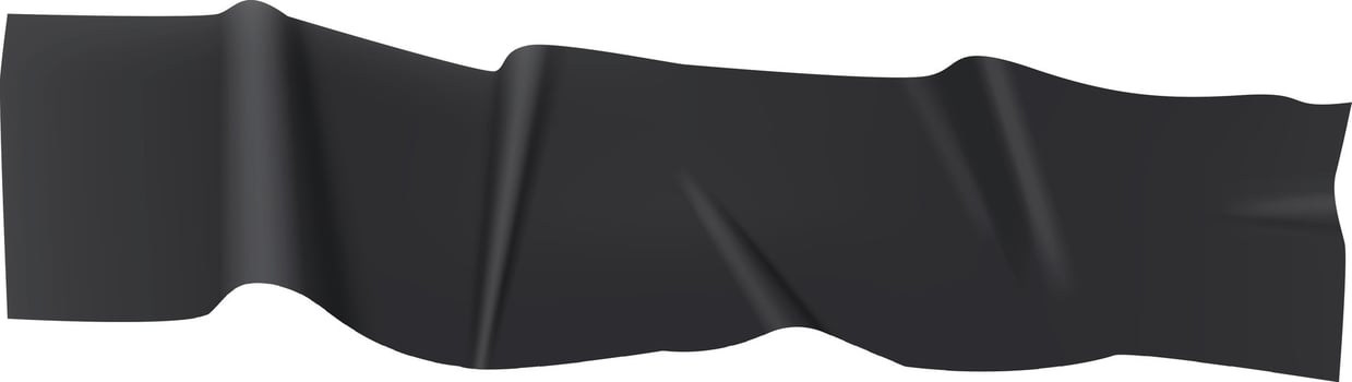 Black waving ribbon symbolizing mourning, remembrance, or support for a cause, isolated on a white background, creating a somber and respectful atmosphere vector
