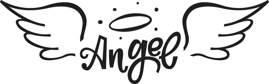 Hand drawn angel wings and halo symbolize divine presence, spirituality, and innocence, creating a celestial atmosphere with a touch of elegance vector