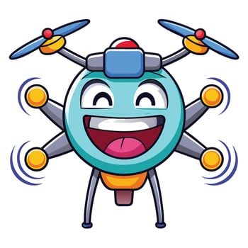 cartoon character of a flying drone with a happy face on a white background vector