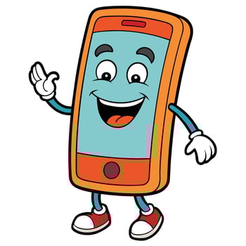 mobile phone cartoon character waving on a white backgroundillustration vector
