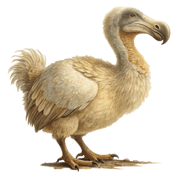 Realistic Extinct Dodo Bird Illustration Beige Plumage Curved Beak Ornithological Art png