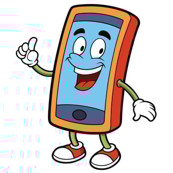 smartphone cartoon character showing a thumbs up on a white background vector