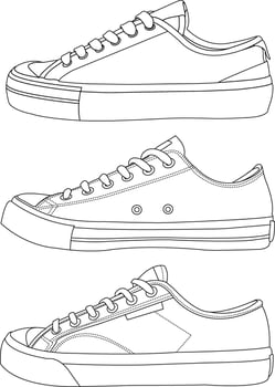 collection of Shoes sneaker outline drawing symbol icon. Set of sneaker icon, shoe icon collection, sneaker icon simple Collection Men's footwear, new shoe illustration vector