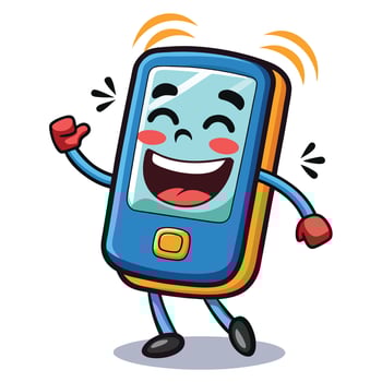 a cartoon mobile phone character with arms and legs vector