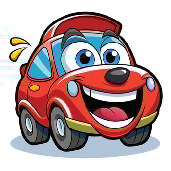 cartoon car with big eyes and smile illustration vector