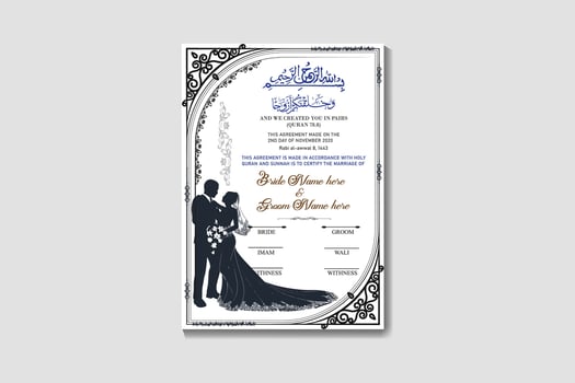 wedding invitation card with arabic Bismillah calligraphy vector