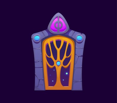 Fantasy magic gate door portal, game asset vector