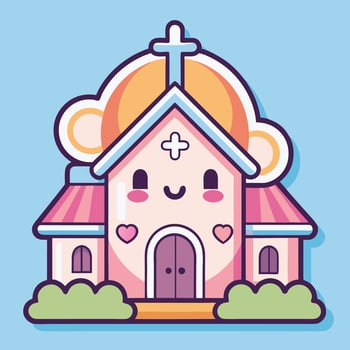 cute church icon illustration vector