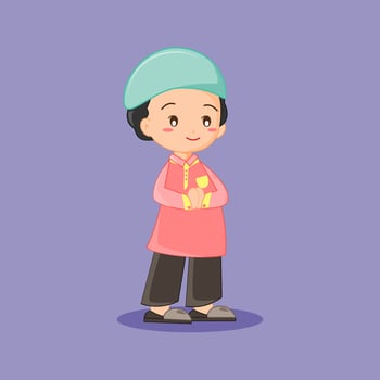 Muslim Boy on purple background vector