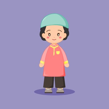 Cute Muslim boy character vector
