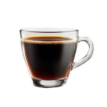 Enjoying a warm glass of black coffee against a simple transparent background for a minimalist coffee experience, Black coffee in glass cup on transparent background png