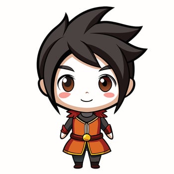 a cartoon character with black hair and brown eyes vector