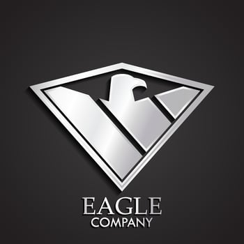 3d silver metal stylized shape eagle bird logo vector