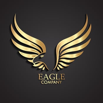 3d golden abstract winged eagle logo vector