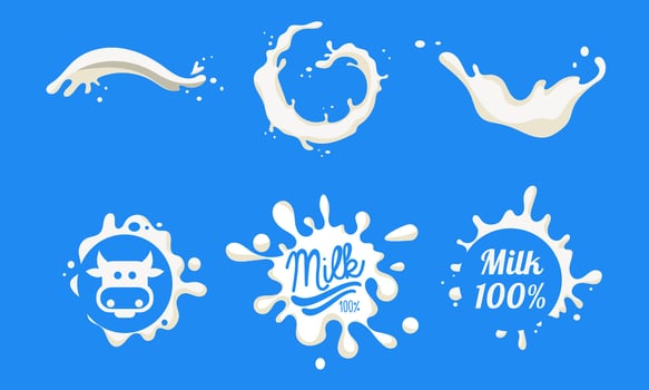 Natural Milk Logo Templates Set, Organic Dairy Product Labels, Badges Illustration vector